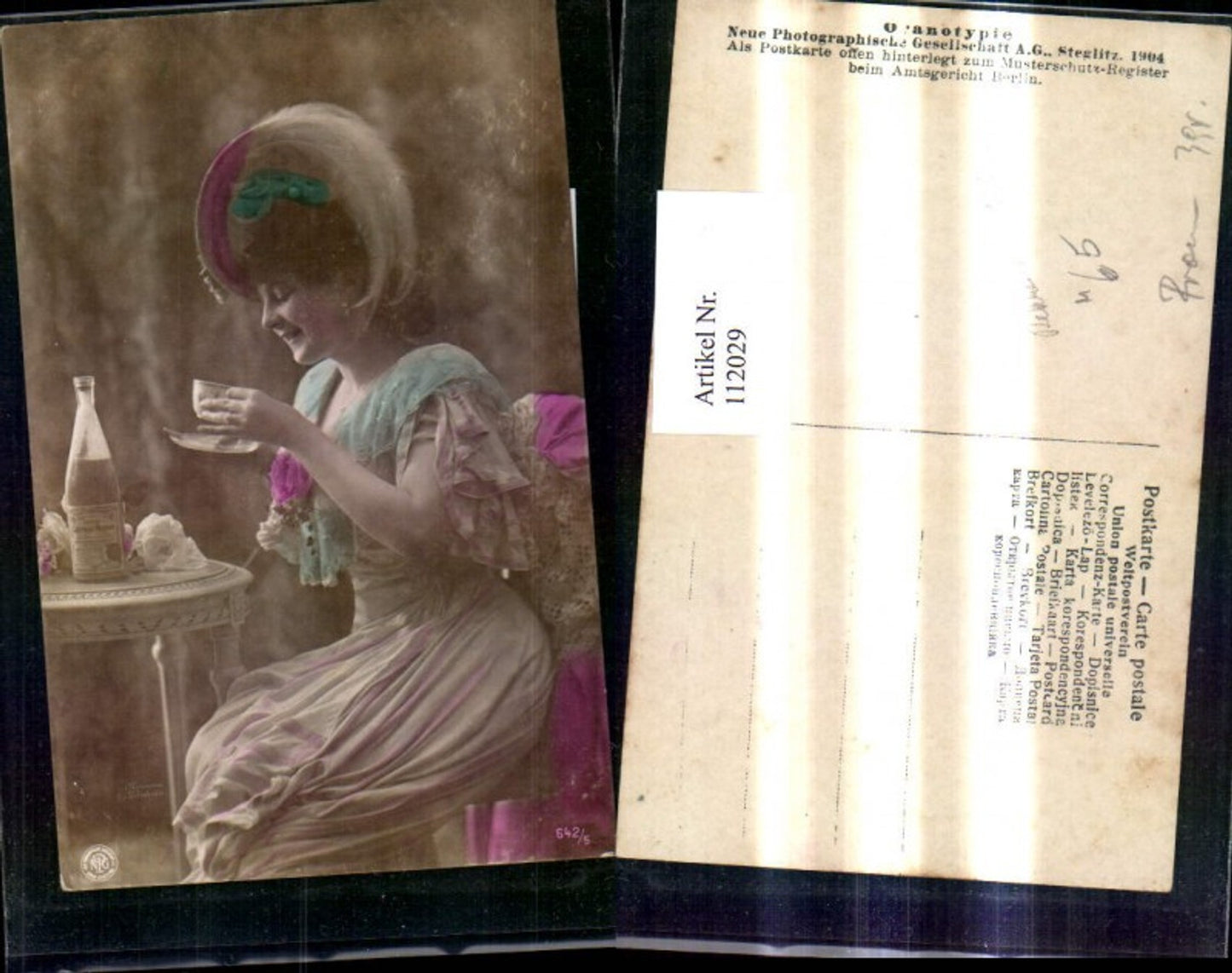 112029,Frau m. Hut Reklame Kakao pub NPG 642/5