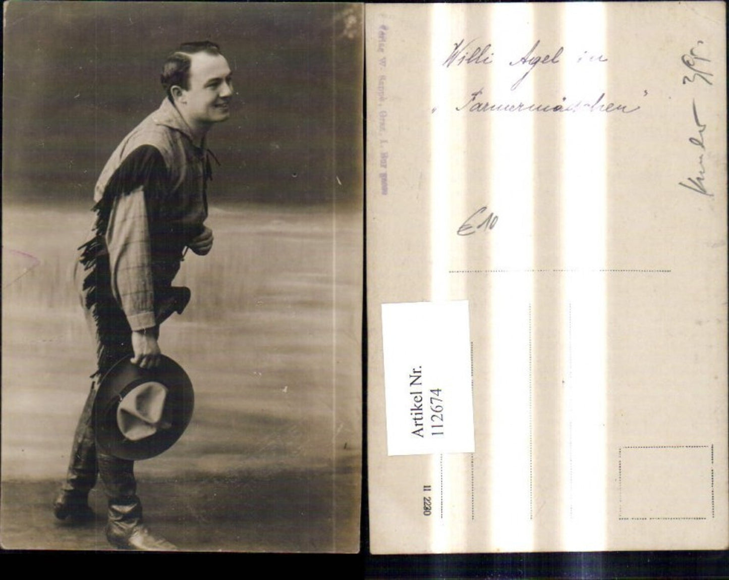 112674,Foto Ak Schauspieler Willi Agel i. Farmermädchen