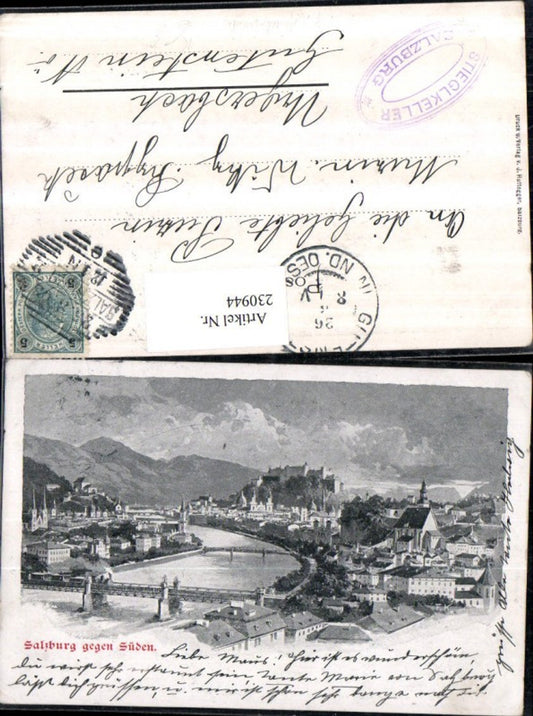 230944,Künstler AK F. Kulstrunk Salzburg Totale geg. Süden