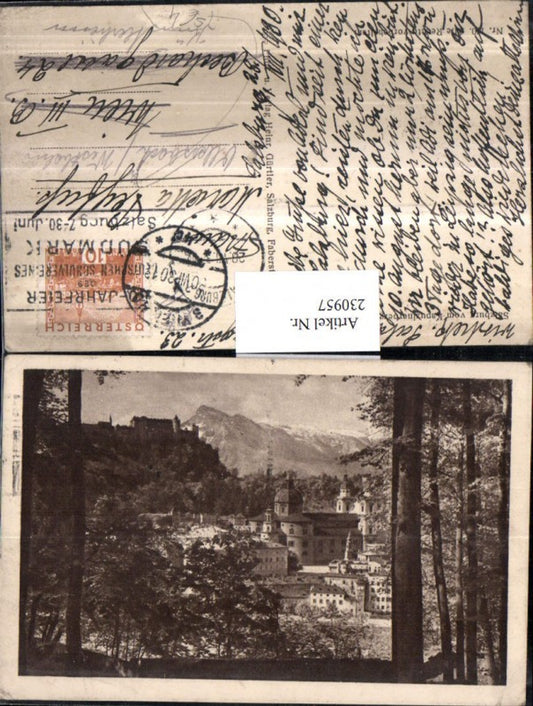 230957, Salzburg Partial view of Kapuzinerberg Part 30th anniversary of the German School Association Südmark Stamp