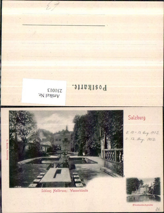 231013,Salzburg Schloss Hellbrunn Wasserkünste Fürstentischgrotte Mehrbildkarte