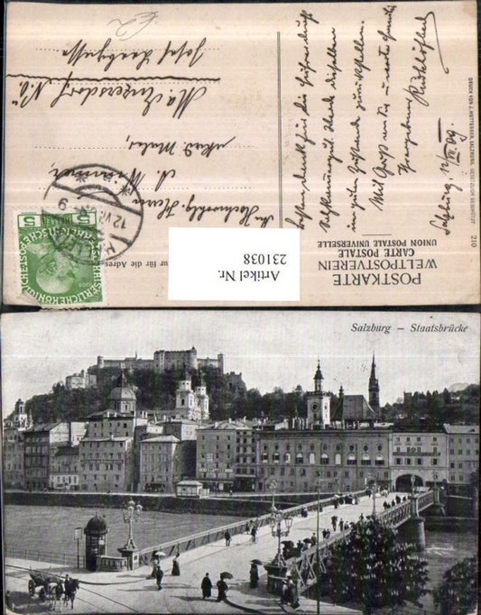 231038,Salzburg Staatsbrücke Brücke m. Festung