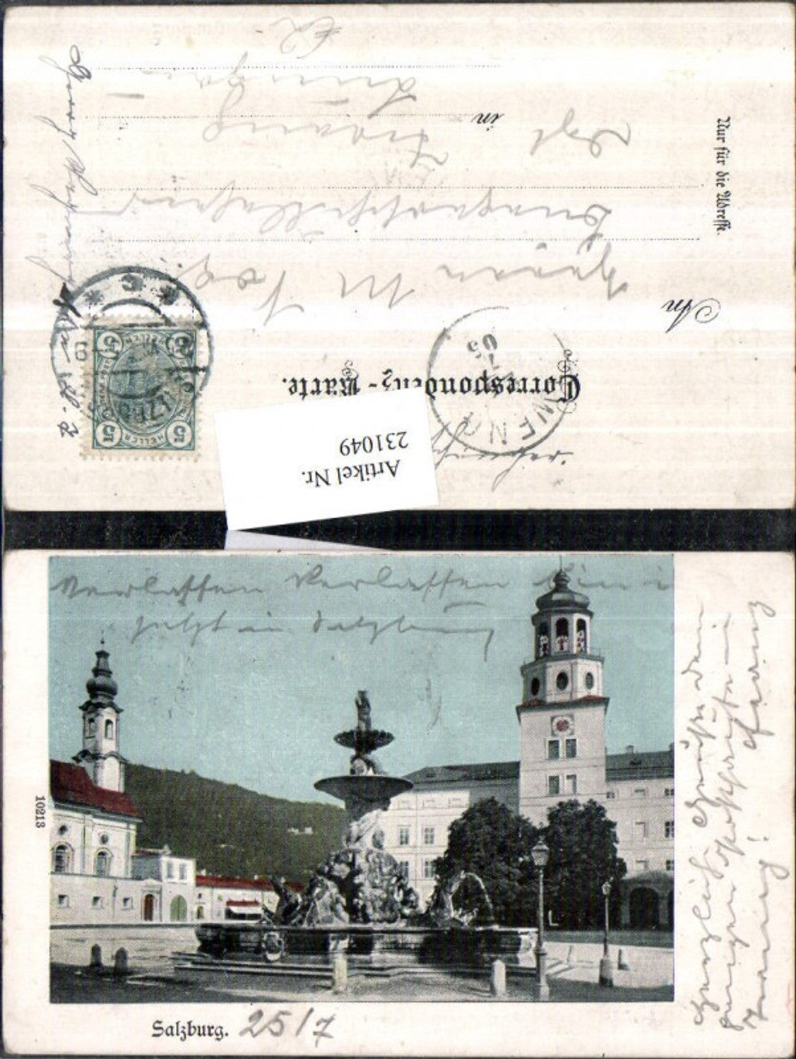 231049,Salzburg Residenzplatz m. Brunnen Rathaus Glockenspiel
