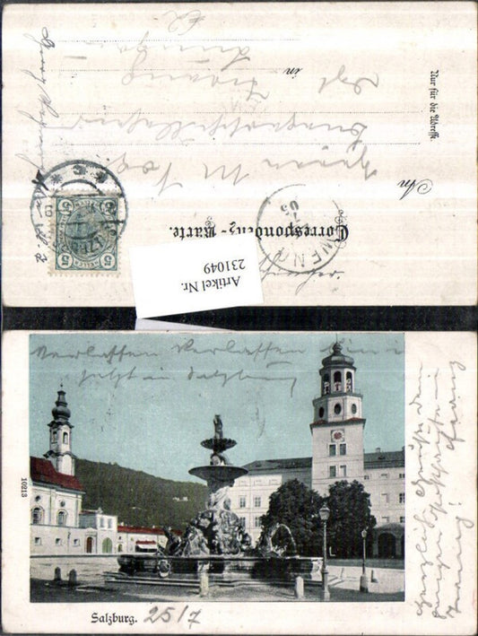 231049,Salzburg Residenzplatz m. Brunnen Rathaus Glockenspiel