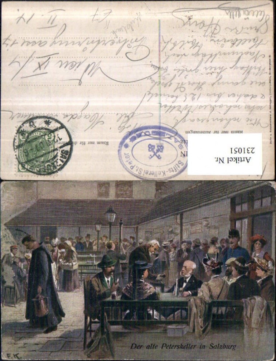 231051, Artist AK F. Kulstrunk Salzburg Peterskeller People