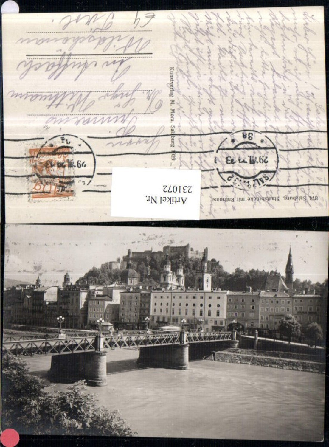 231072,Salzburg Saatsbrücke Brücke m. Rathaus u. Festung