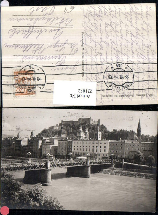 231072,Salzburg Saatsbrücke Brücke m. Rathaus u. Festung