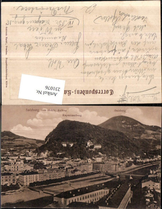 231076,Salzburg Teilansicht v. Elektrischen Aufzug m. Kapuzinerberg u. Gaisberg