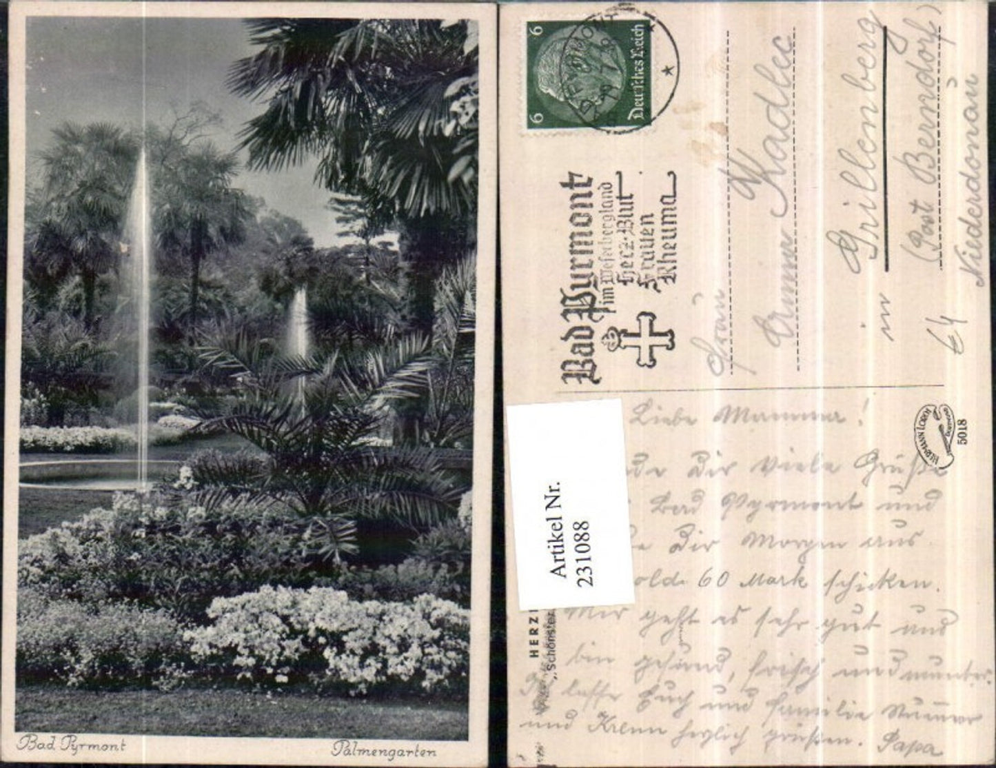 231088,Bad Pyrmont Palmengarten Partie Fontäne