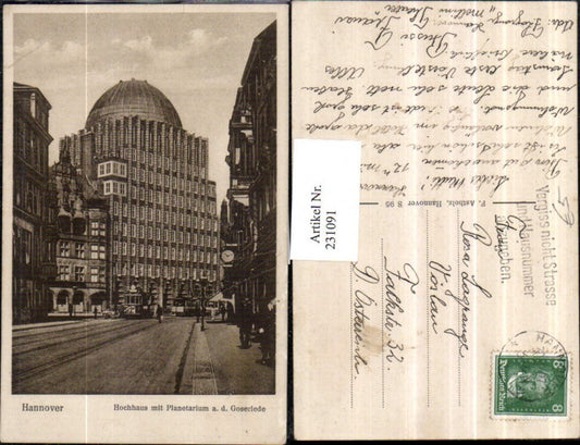 231091,Hannover Hochhaus m. Planetarium a. d. Goseriede Straßenansicht