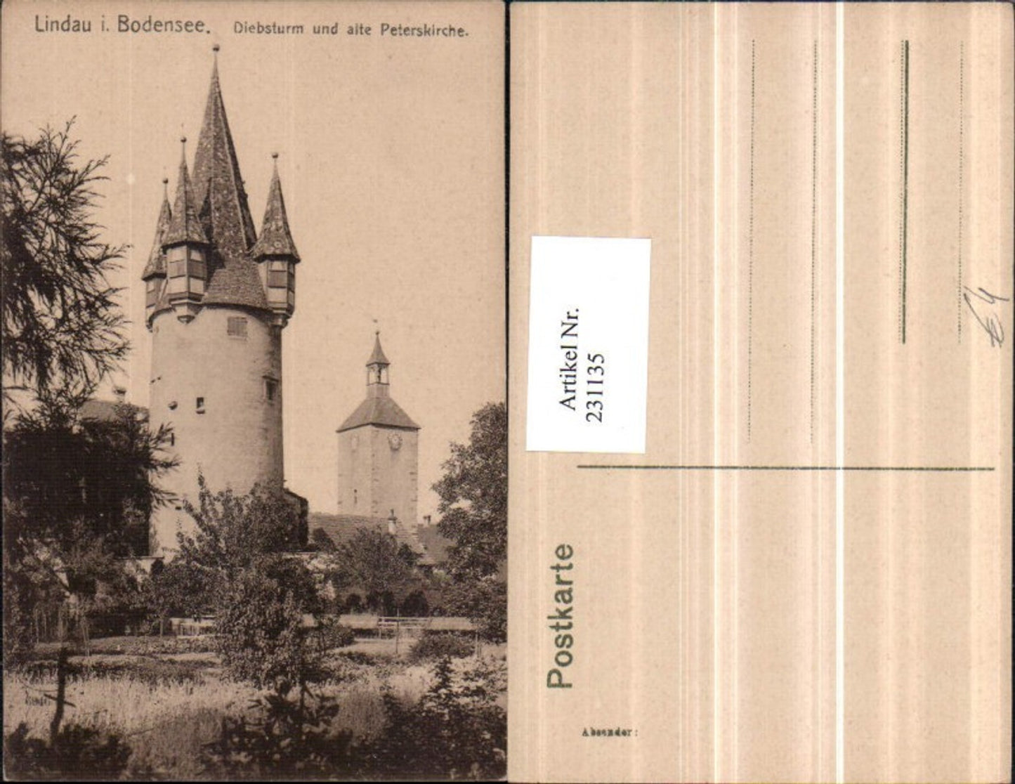 231135,Lindau im Bodensee Diebsturm Turm u. Alte Peterskirche