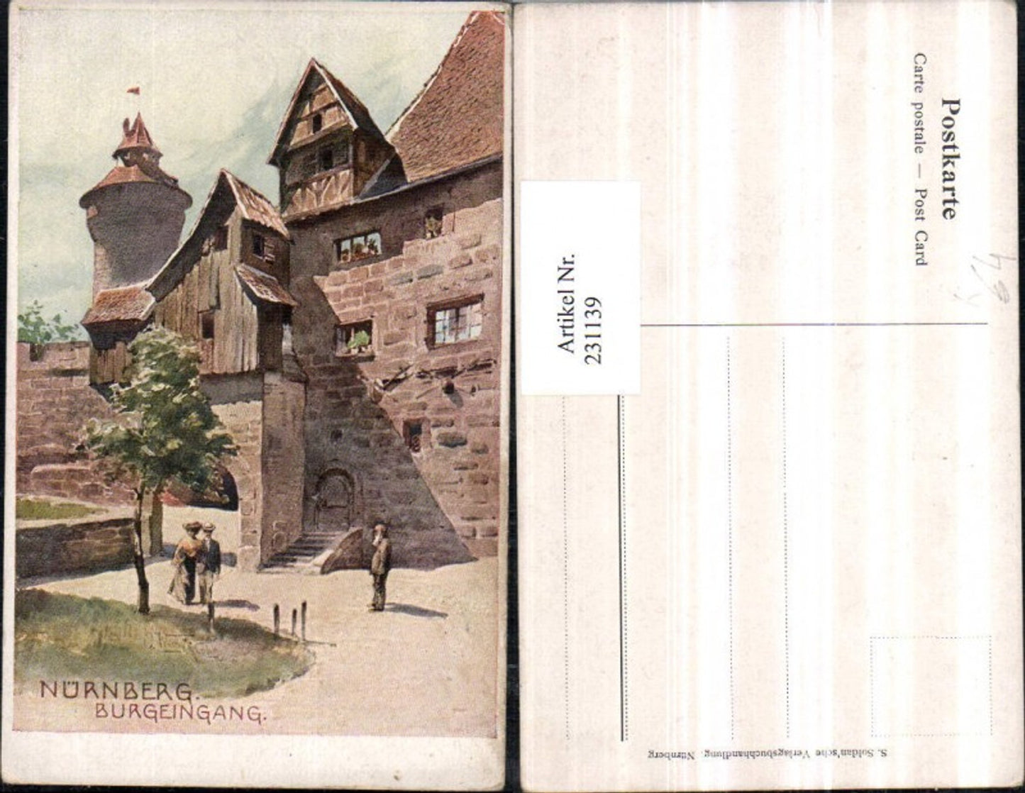 231139,Künstler AK Nürnberg Burgeingang Burg