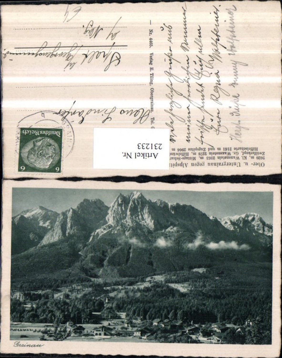 231233,Obergrainau u. Untergrainau Totale geg. Alpspitze Bergkulisse