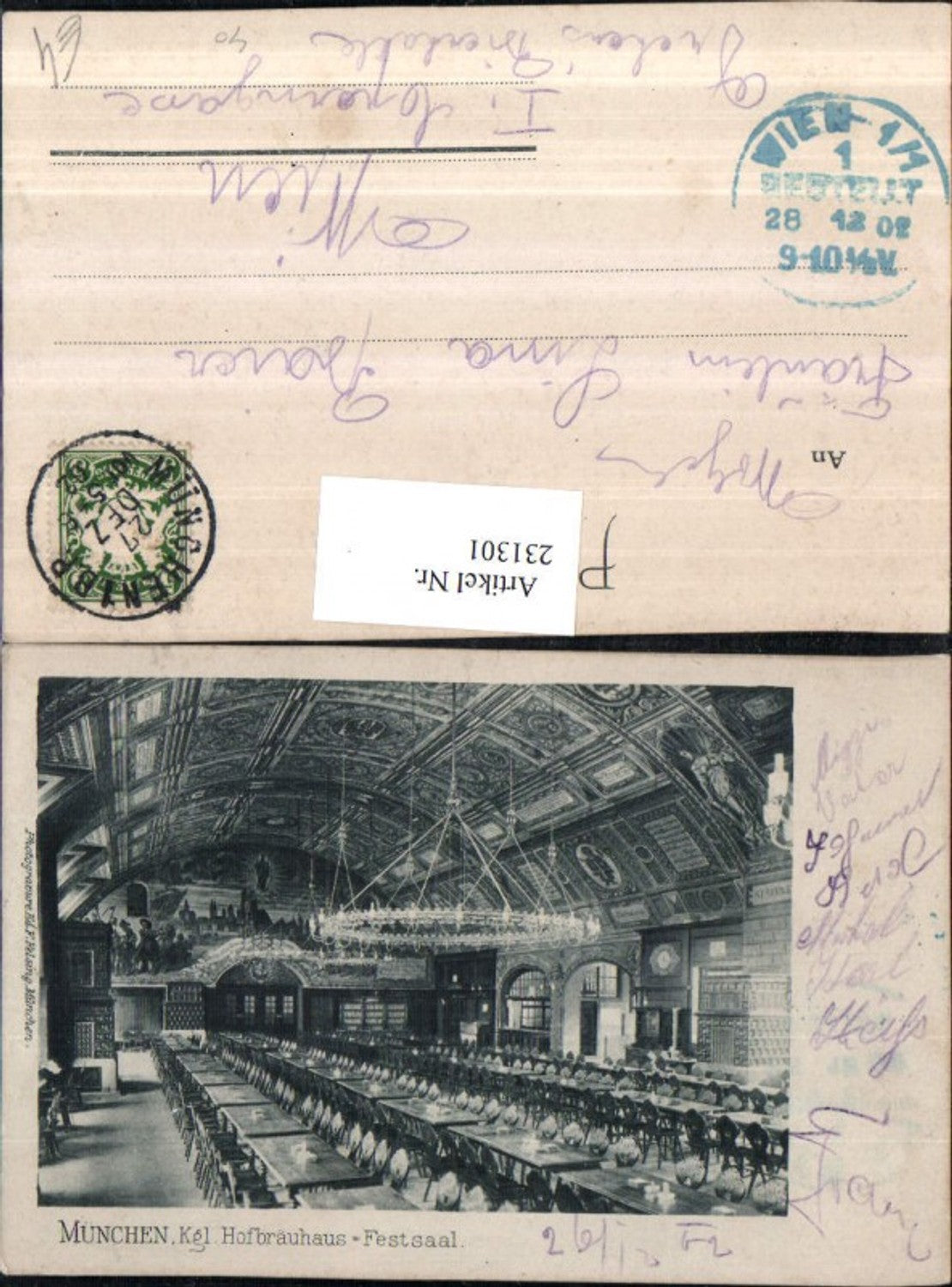 231301,München Königliches Hofbräuhaus Brauhaus Festsaal Innenansicht