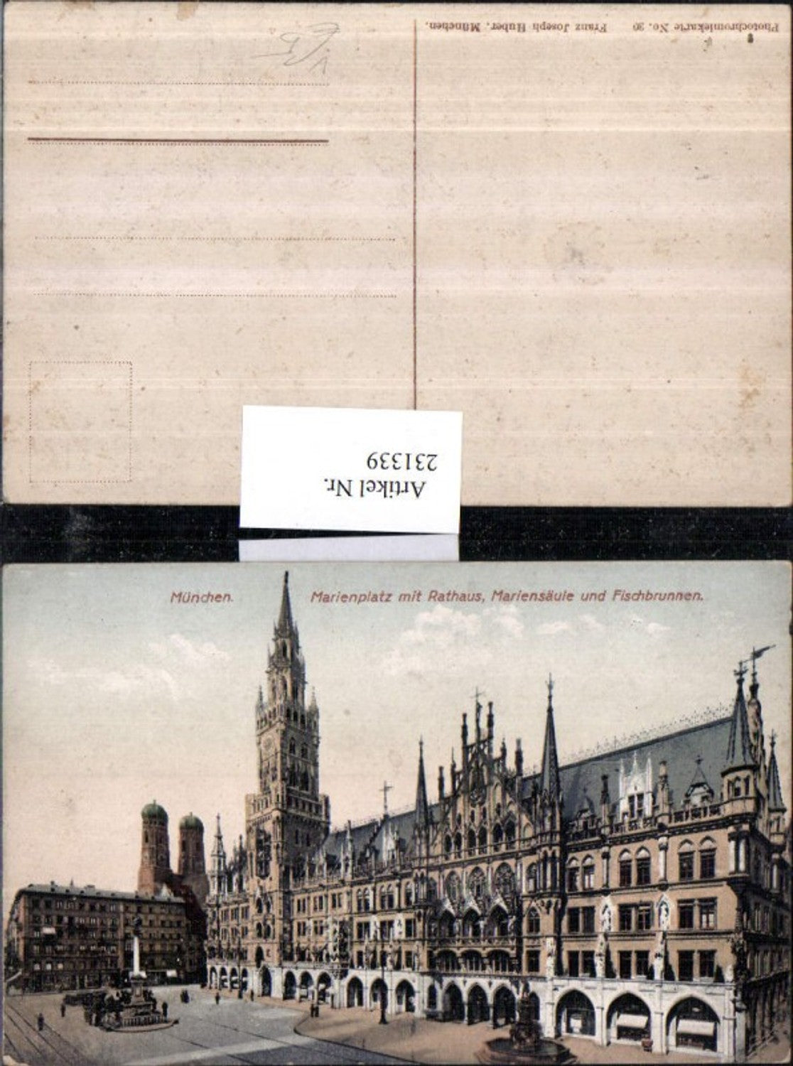 231339,München Marienplatz m. Rathaus Mariensäule u. Fischbrunnen pub Franz Joseph Huber 30