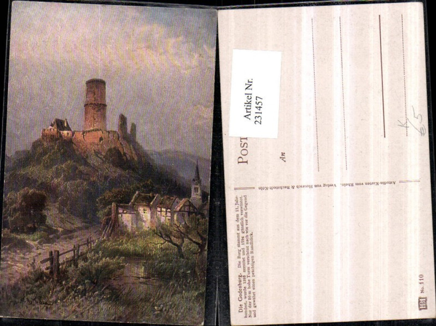 231457,Künstler AK N. Astudin Godesburg Burg b. Bad Godesberg