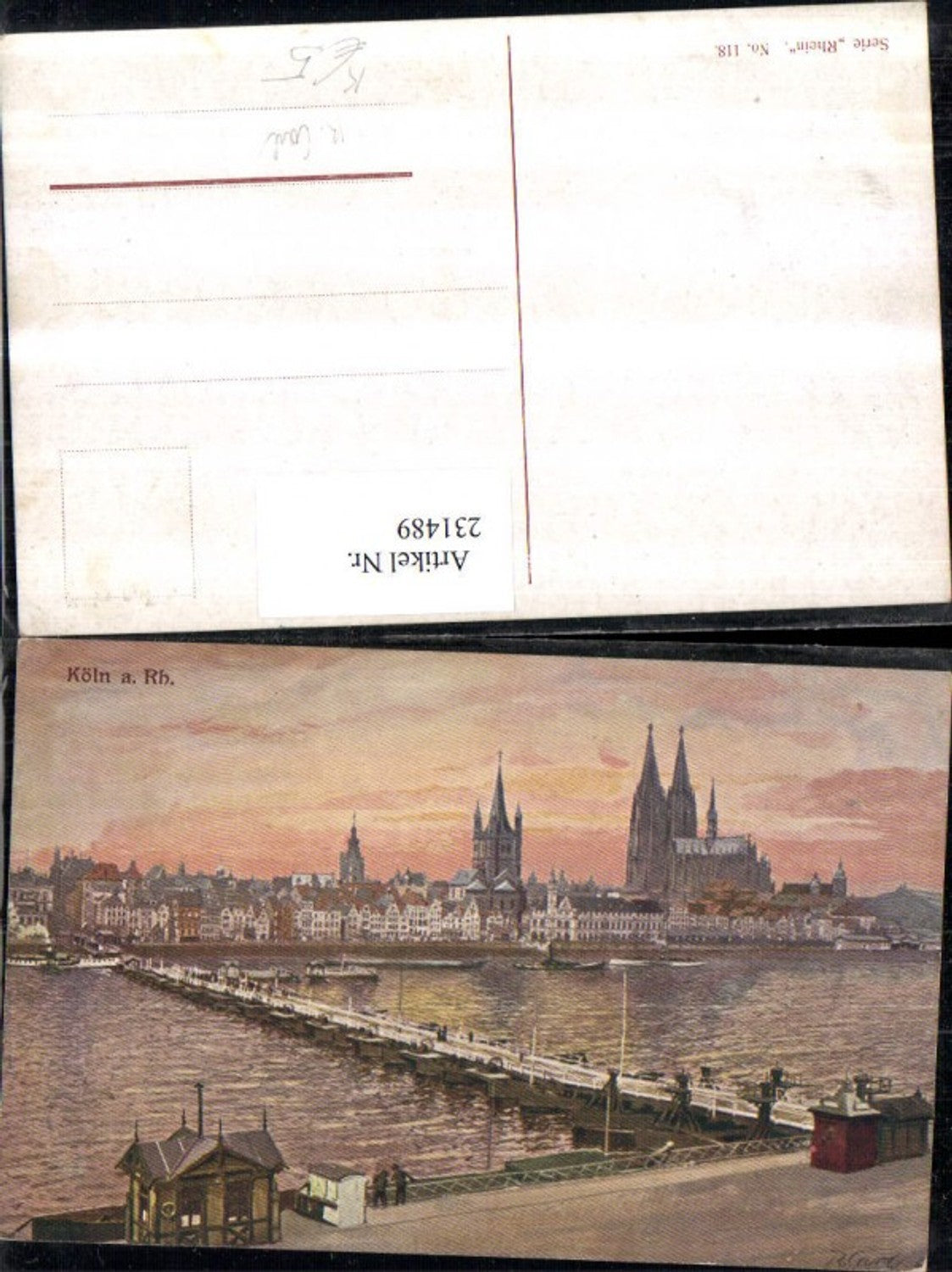 231489,Künstler AK R. Carl Köln a. Rhein Teilansicht Brücke