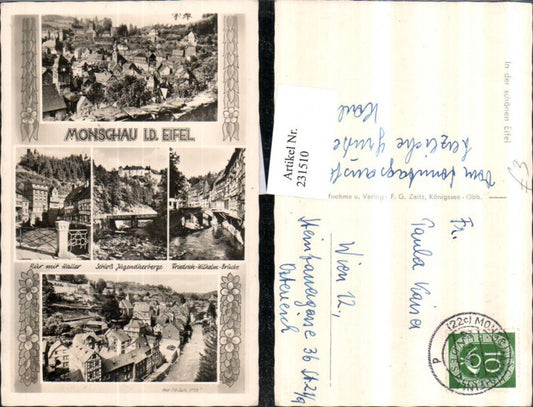 231510,Monschau i. d. Eifel Totale Rur m. Haller Schloss Jugendherberge Brücke Mehrbildkarte