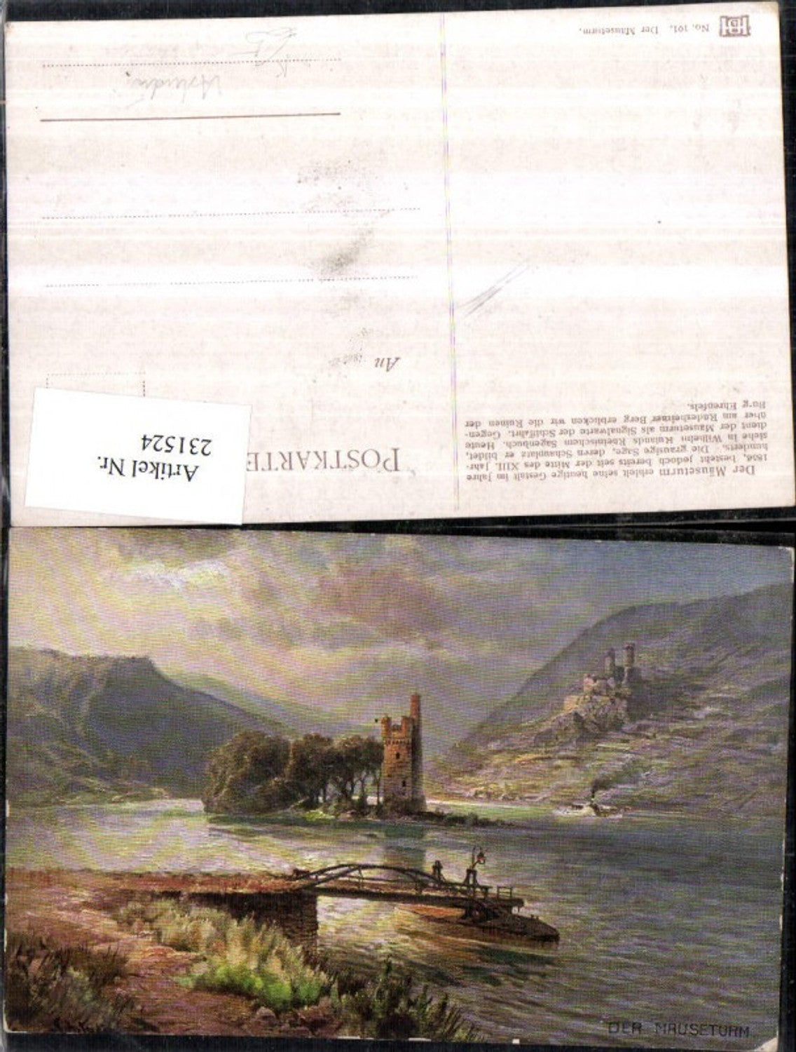 231524,Künstler AK N. Astudin Der Mäuseturm b. Bingen Partie