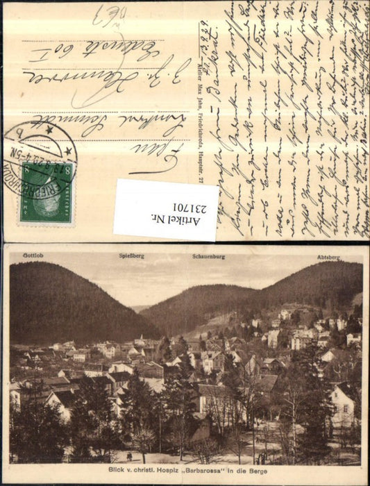 231701, Friedrichroda, total view from Hospice Barbarossa in the mountains Gottlob Abtsberg Spießberg Schauenburg