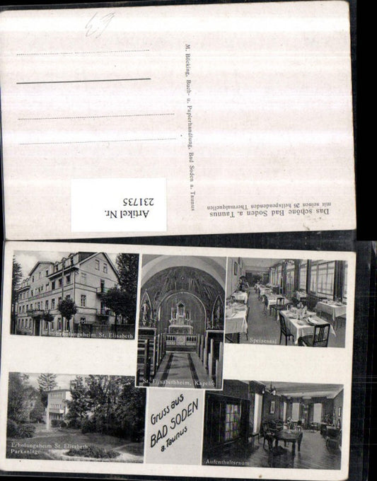 231735,Bad Soden am Taunus Erholungsheim St. Elisabeth Speisesaal Aufenthaltsraum Kapelle Mehrbildkarte