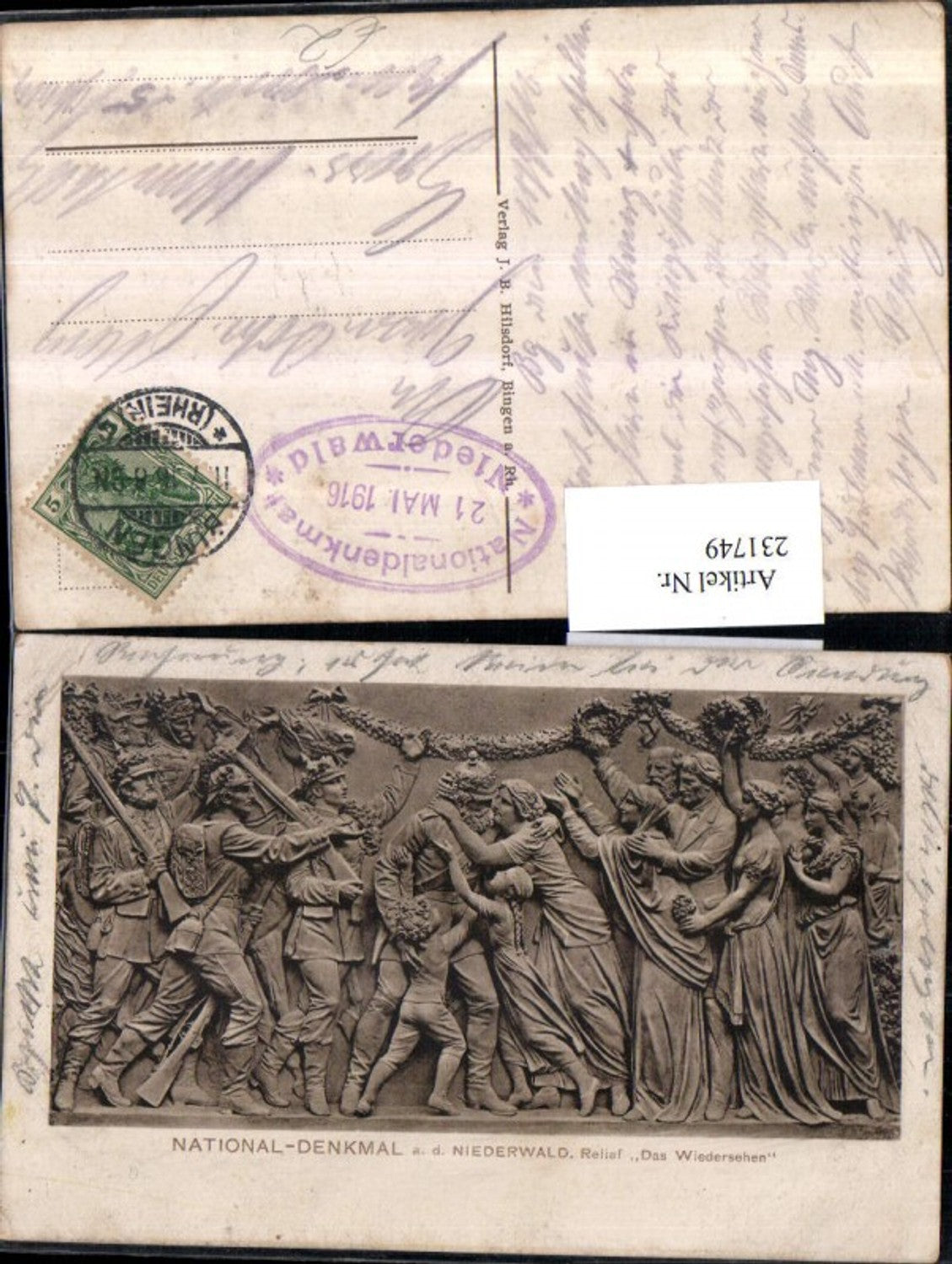 231749,National-Denkmal auf d. Niederwald b. Rüdesheim am Rhein Relief Das Wiedersehen