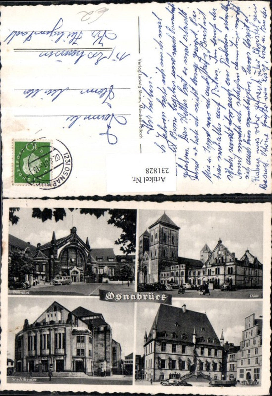 231828,Osnabrück Bahnhof Dom Kirche Rathaus Stadttheater Theater Mehrbildkarte