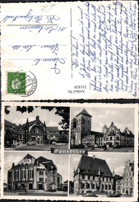 231828,Osnabrück Bahnhof Dom Kirche Rathaus Stadttheater Theater Mehrbildkarte