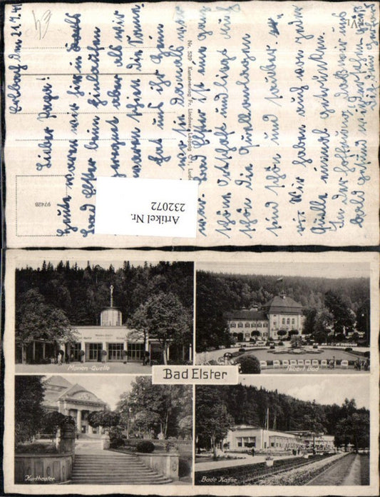 232072,Bad Elster Albert Bad Marien-Quelle Kurtheater Bade Kaffee Mehrbildkarte