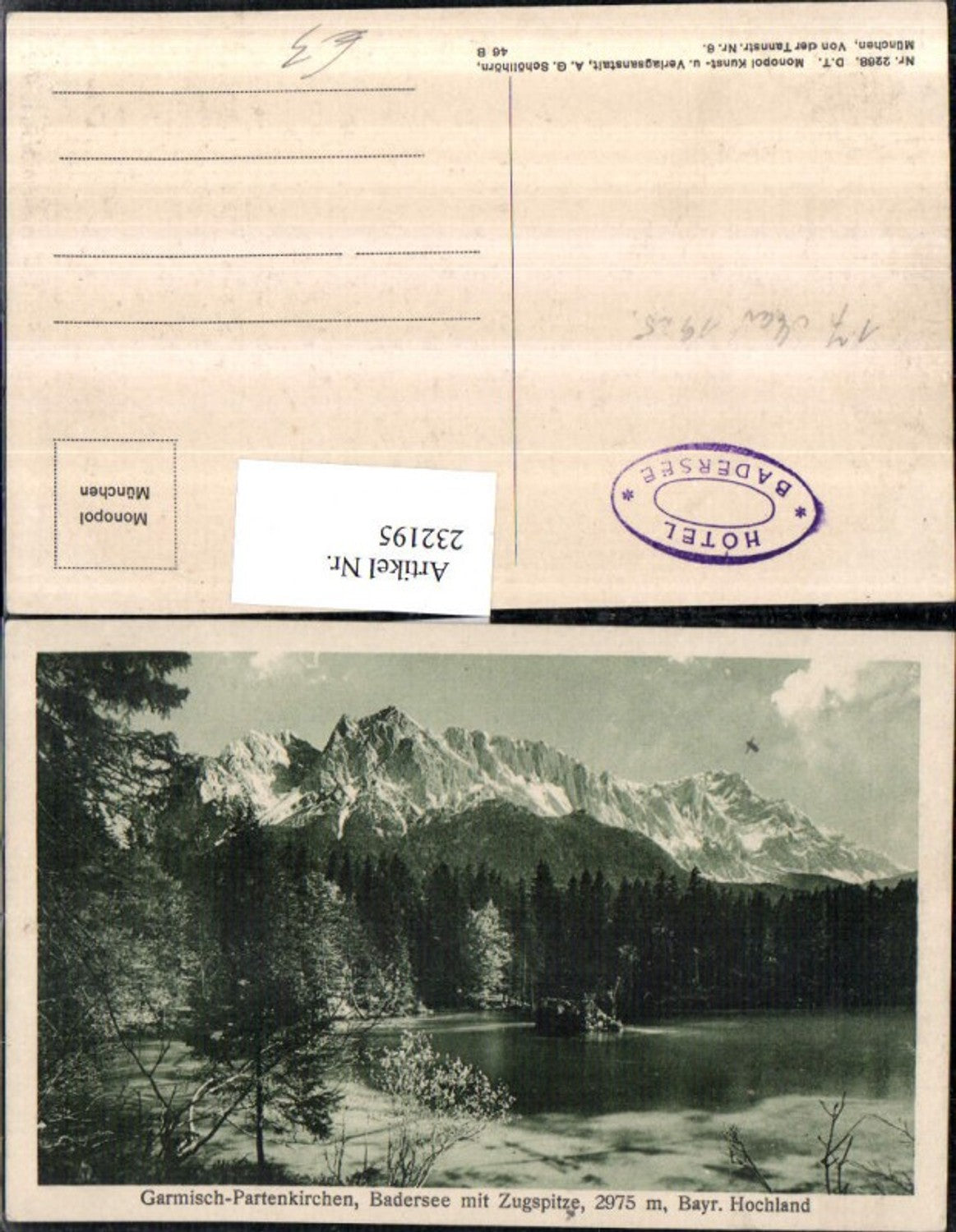 232195,Garmisch-Partenkirchen Badersee See m. Zugspitze Partie