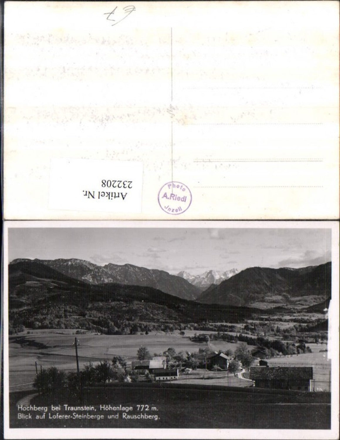 232208,Hochberg b. Traunstein Blick auf Loferer-Steinberge u. Rauschberg