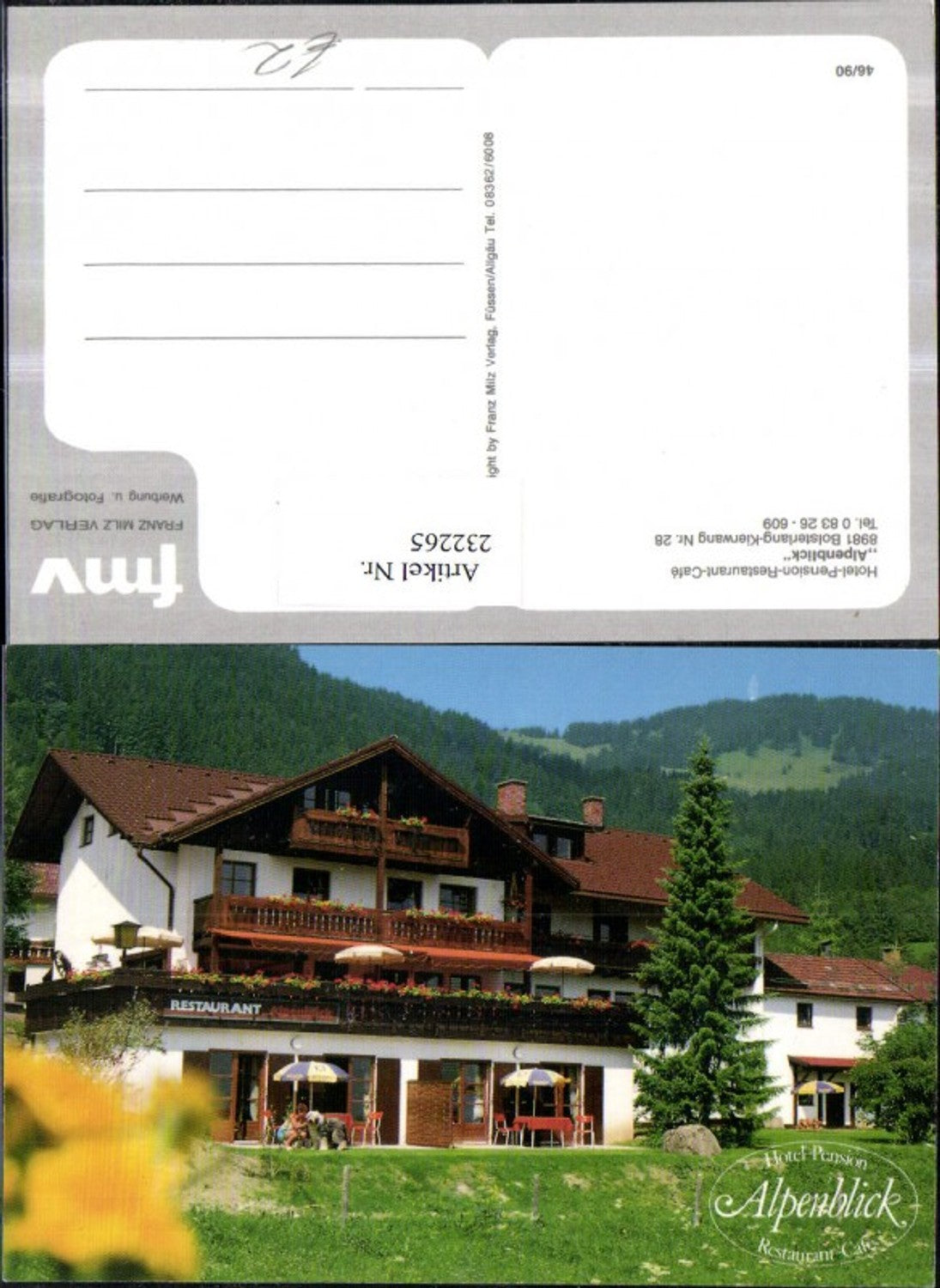 232265,Bolsterlang-Kierwang Hotel Pension Restaurant Cafe Alpenblick