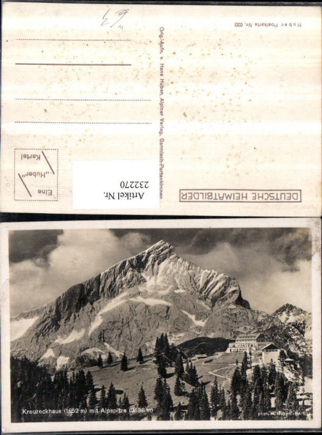 232270,Kreuzeckhaus b. Garmisch-Partenkirchen m. Alpspitze Bergkulisse