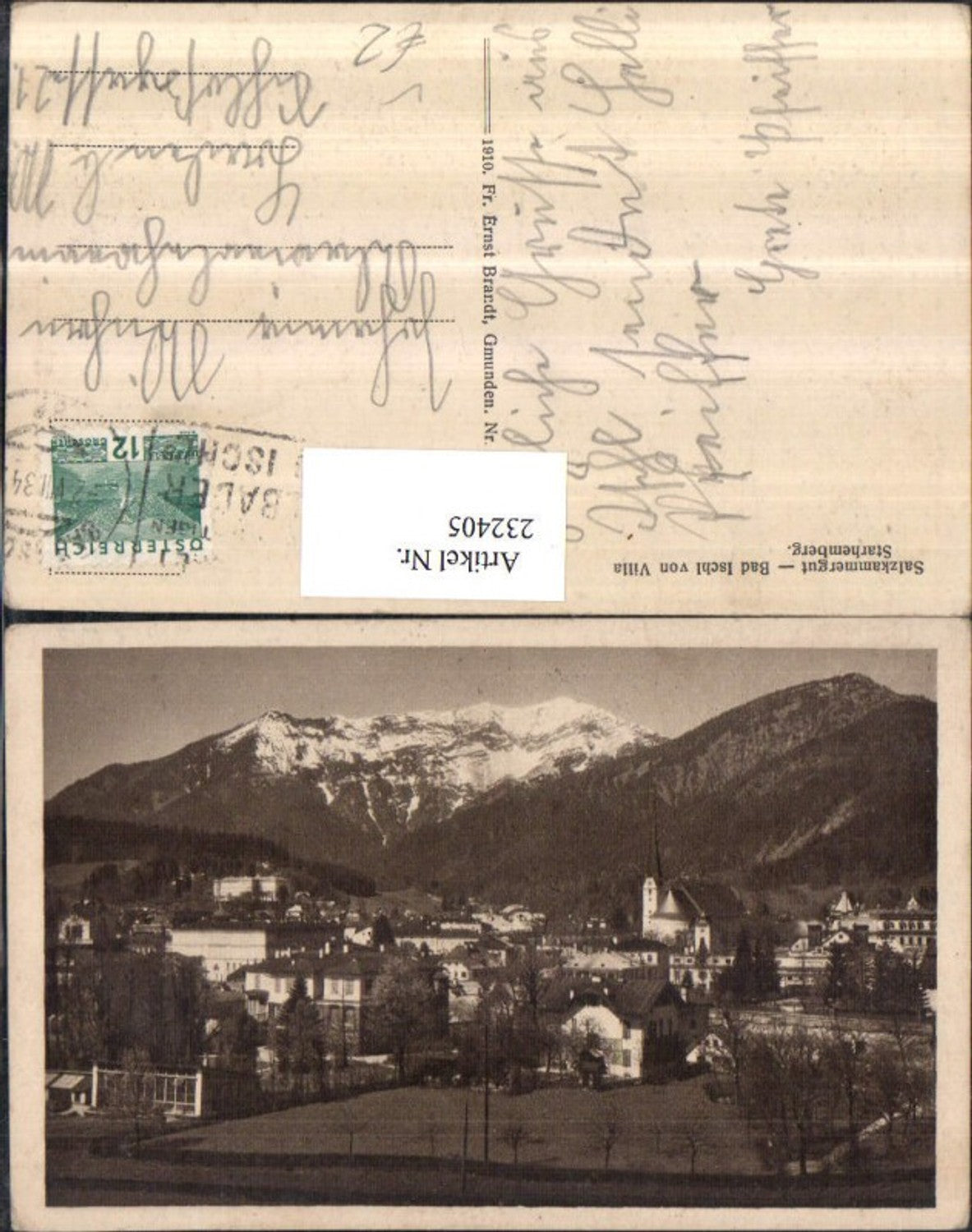 232405,Bad Ischl Totale v. Villa Starhemberg pub F. E. Brandt 053