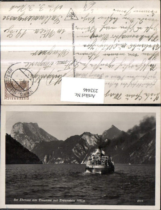 232446,Gmunden Ebensee am Traunsee m. Traunstein Dampfer Haag NÖ Stempel