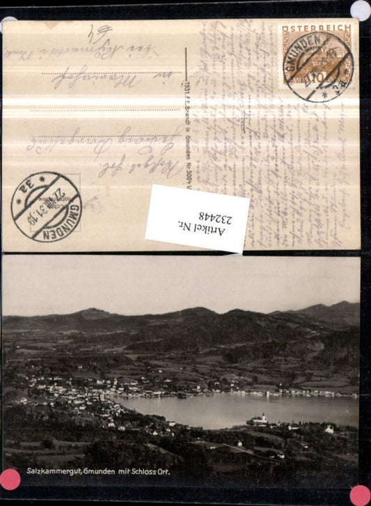 232448,Gmunden Totale m. Schloss Orth pub F. E. Brandt 5004