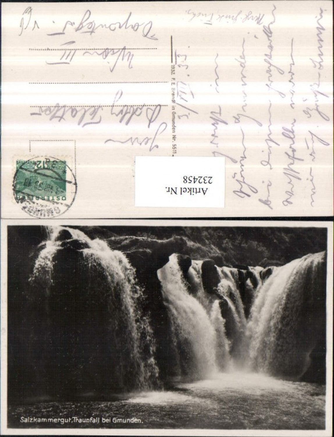 232458,Gmunden Traunfall Wasserfall pub F. E. Brandt 5511