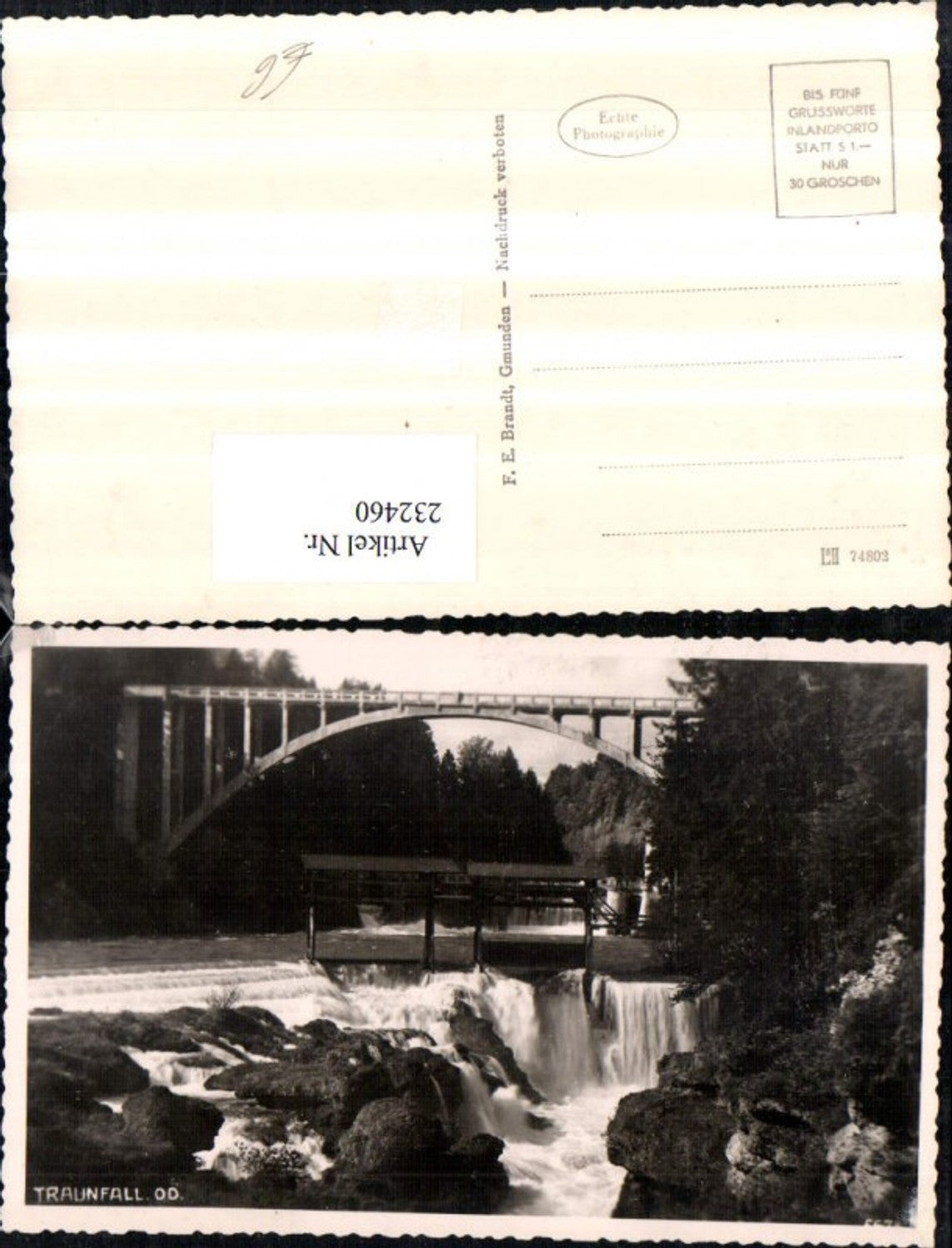 232460,Gmunden Traunfall Wasserfall Brücke pub F. E. Brandt