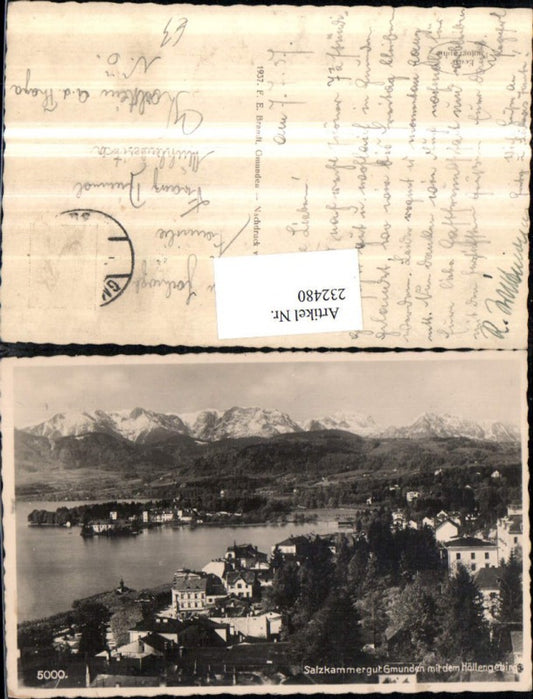 232480,Gmunden Totale m. d. Höllengebirge pub F. E. Brandt 5000