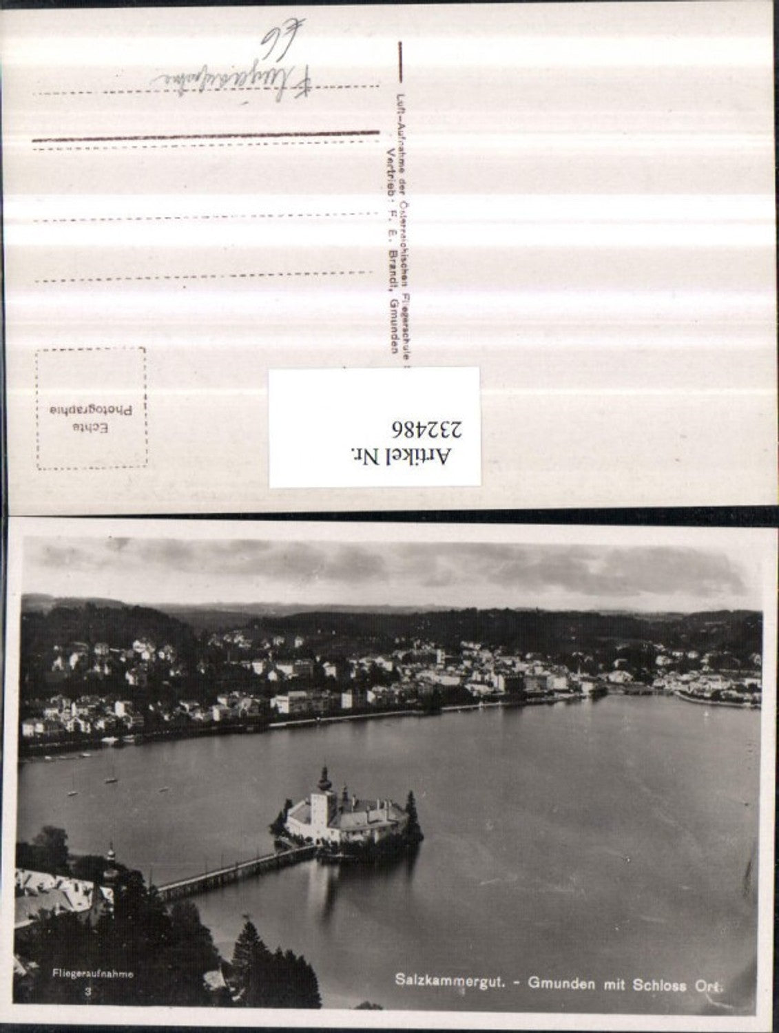 232486,Gmunden Totale m. Schloss Orth Fliegeraufnahme 3