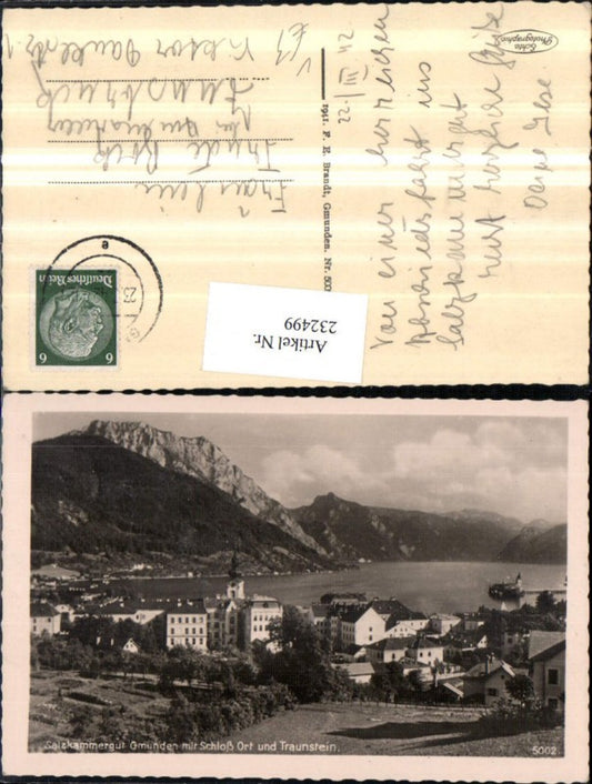 232499,Gmunden Totale m. Schloss Orth u. Traunstein pub F. E. Brandt 5002
