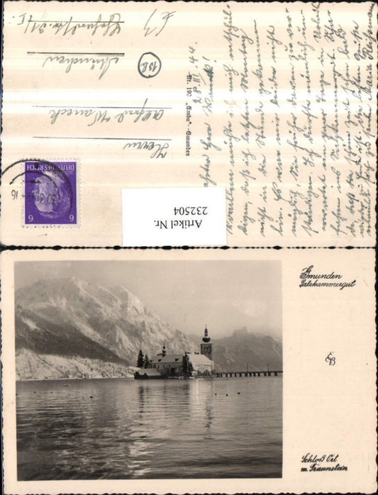 232504,Gmunden Schloss Orth m. Traunstein Winterbild