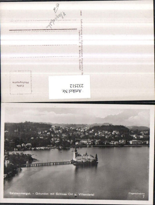 232512,Gmunden Totale m. Schloss Orth u. Villenviertel Fliegeraufnahme 7