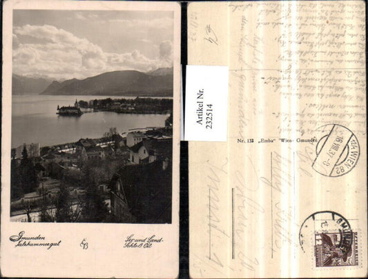 232514,Gmunden Teilansicht See u. Schloss Orth
