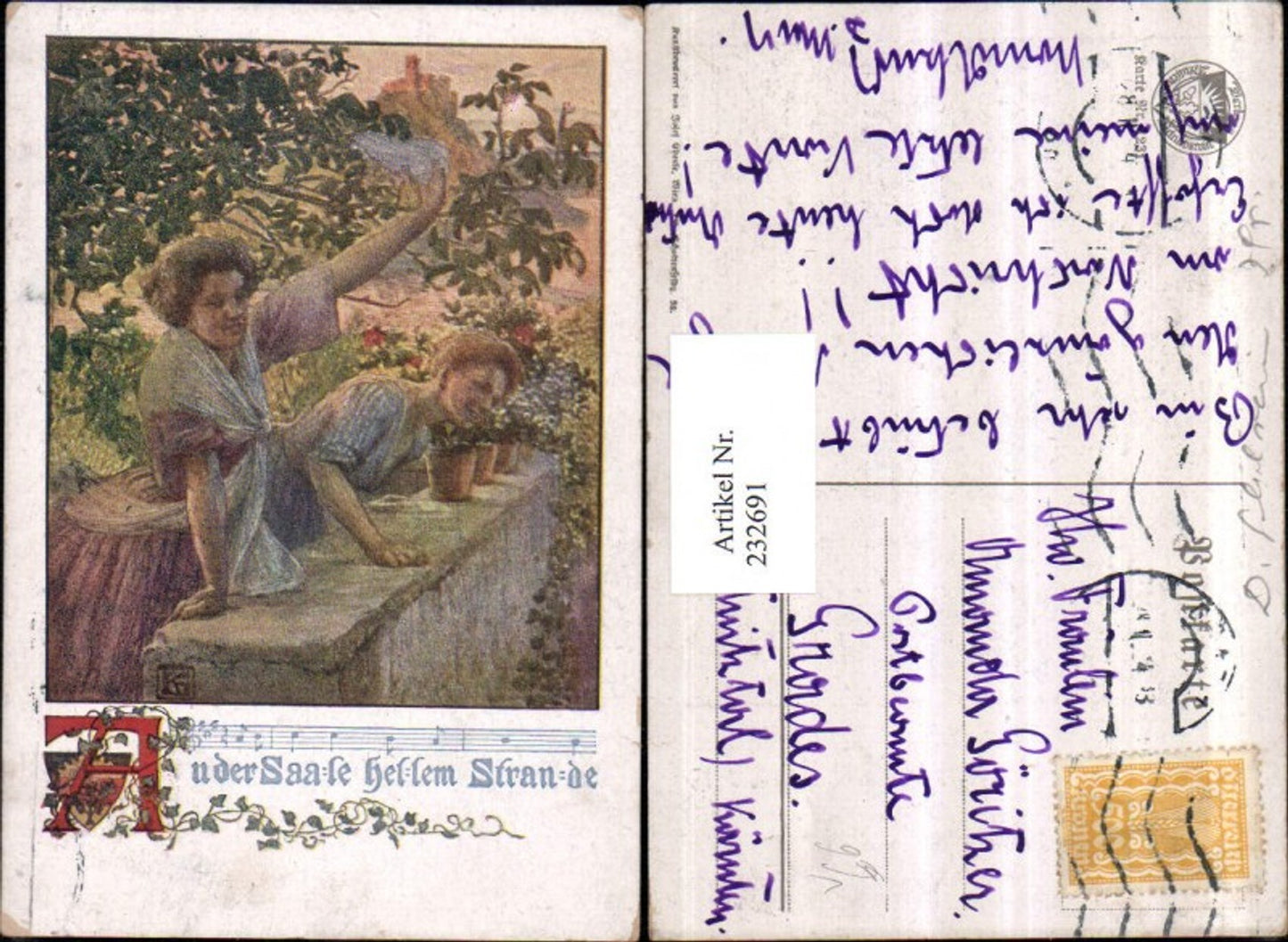 232691,Deutscher Schulverein 1231 An d. Saale hellem Strande Lied Frauen m. Kleid Tuch