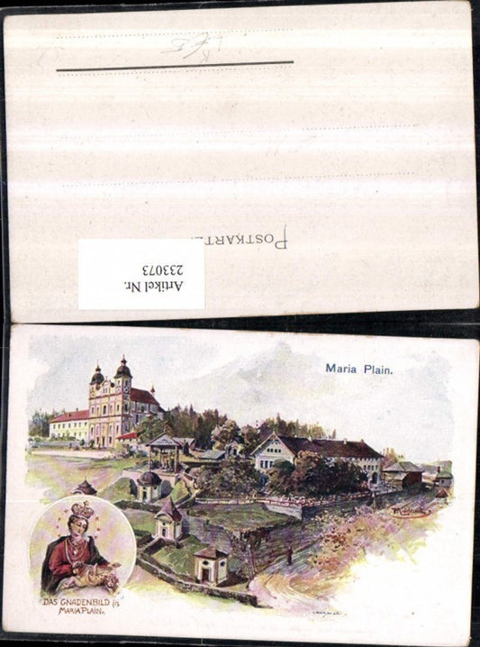 233073,Künstler Litho AK F. Kulstrunk Maria Plain Kirche Kapellen Gnadenbild Mehrbildkarte