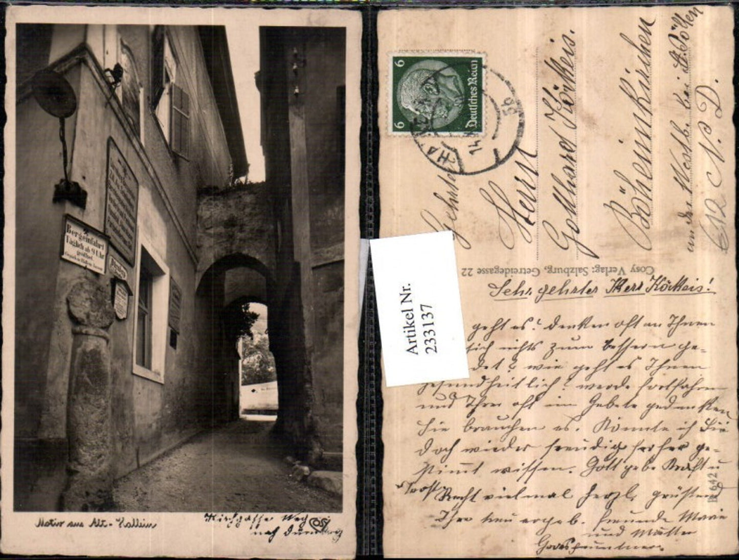 233137,Motiv aus Hallein Gasse Dürnberg