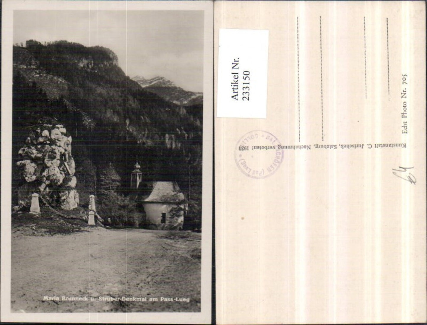233150, Maria Brunneck and Struber Monument, Church at the Lueg Pass near Golling