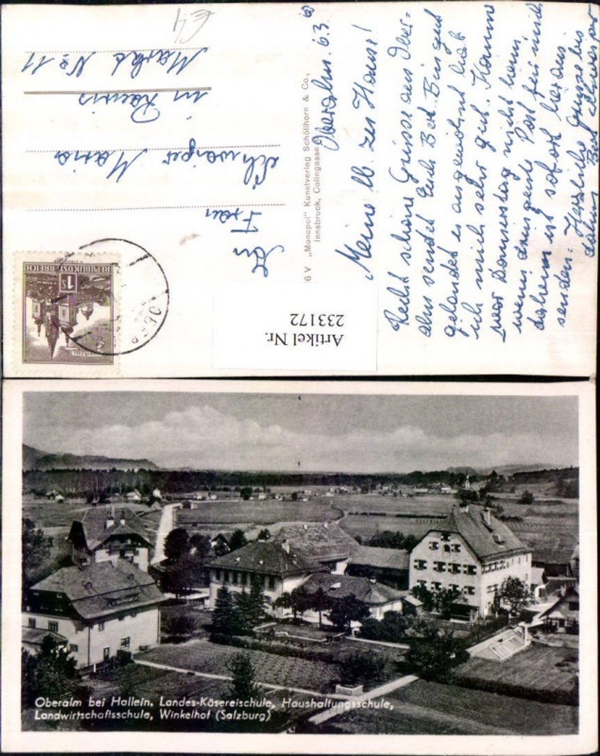 233172,Oberalm b. Hallein Landes-Käsereischule Haushaltungsschule Landwirtschaftsschule Winkelhof