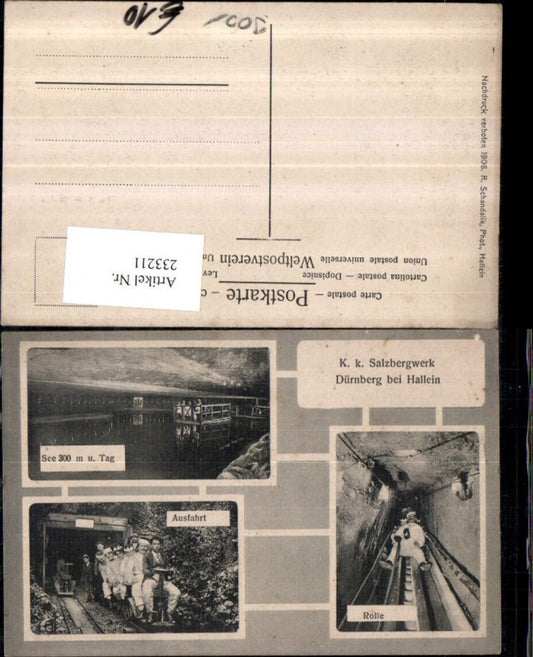 233211,Salzbergwerk Dürrnberg b. Hallein See Ausfahrt Rutsche Rolle Mehrbildkarte